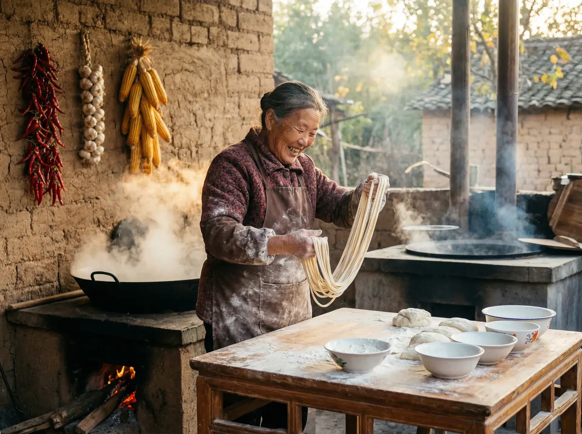 农家大嫂手擀面 - 国产又紧又粗又黄又来了大 乡村美食